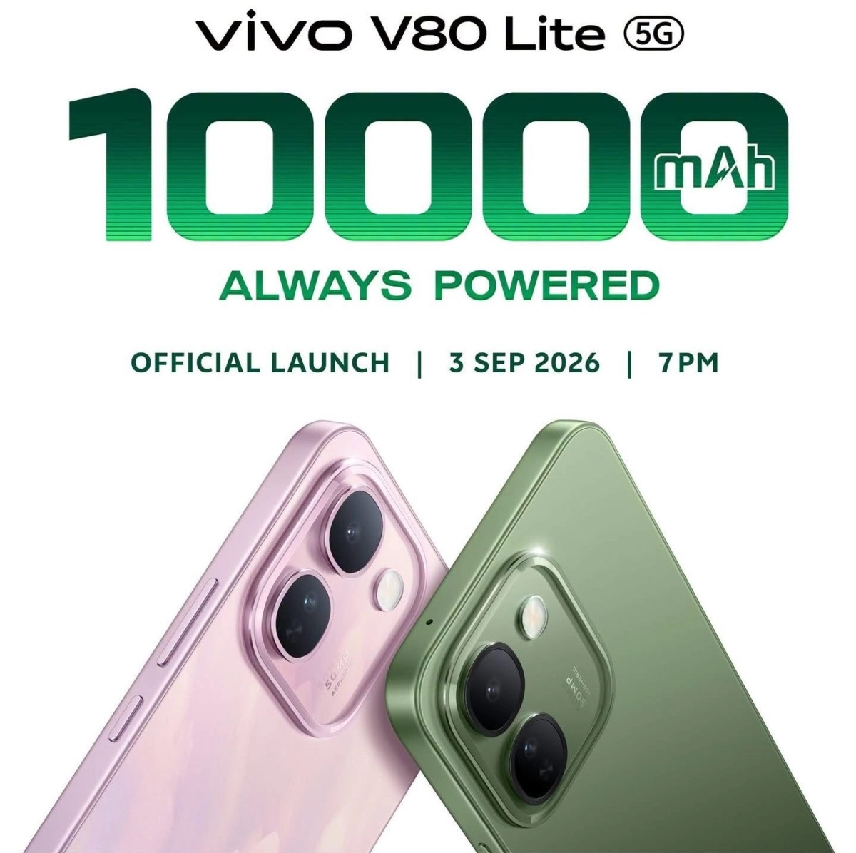 Vivo V80 Lite 10,000mAh battery, 5G, launch 3 Sep.