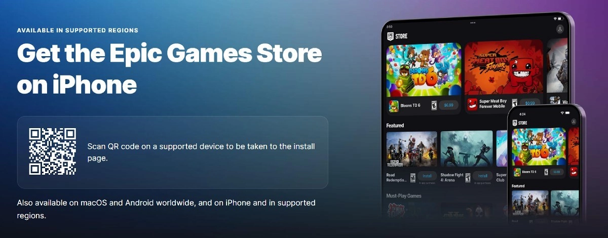 Epic Games Store on iPhone and app store screenshots.