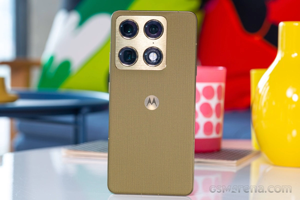 Motorola phone with four rear camera lenses.