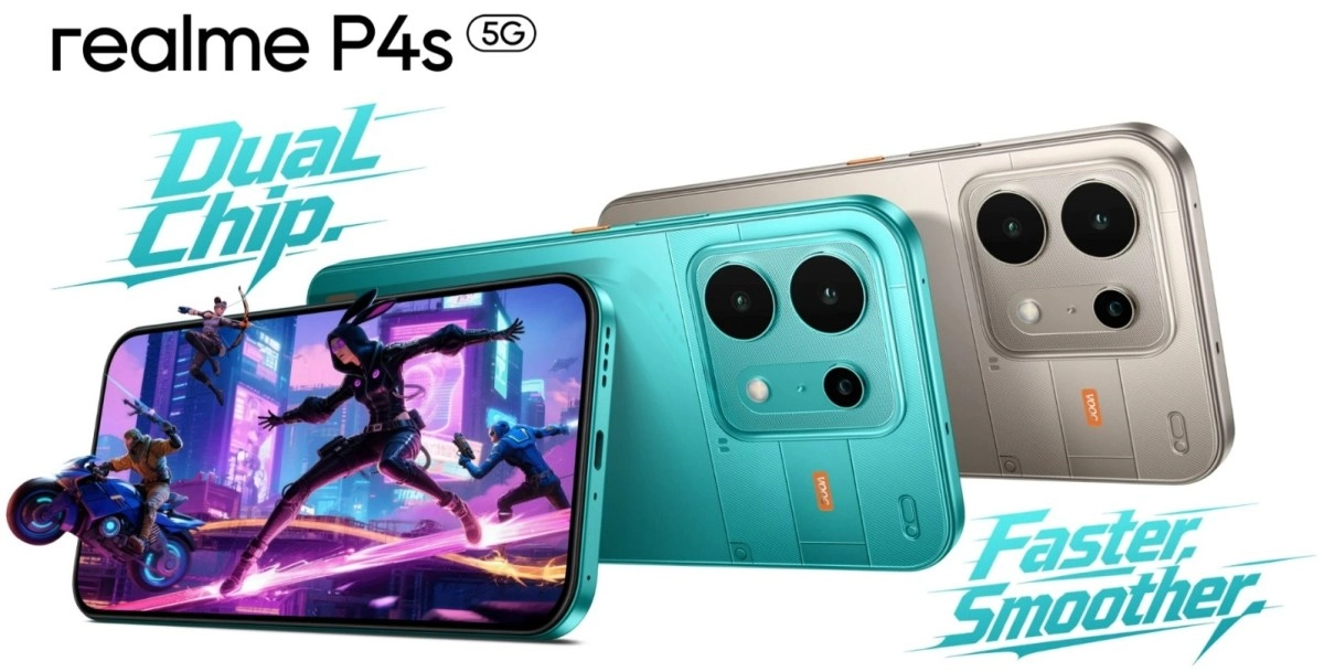 Realme P4s dual chip phone with gaming display.