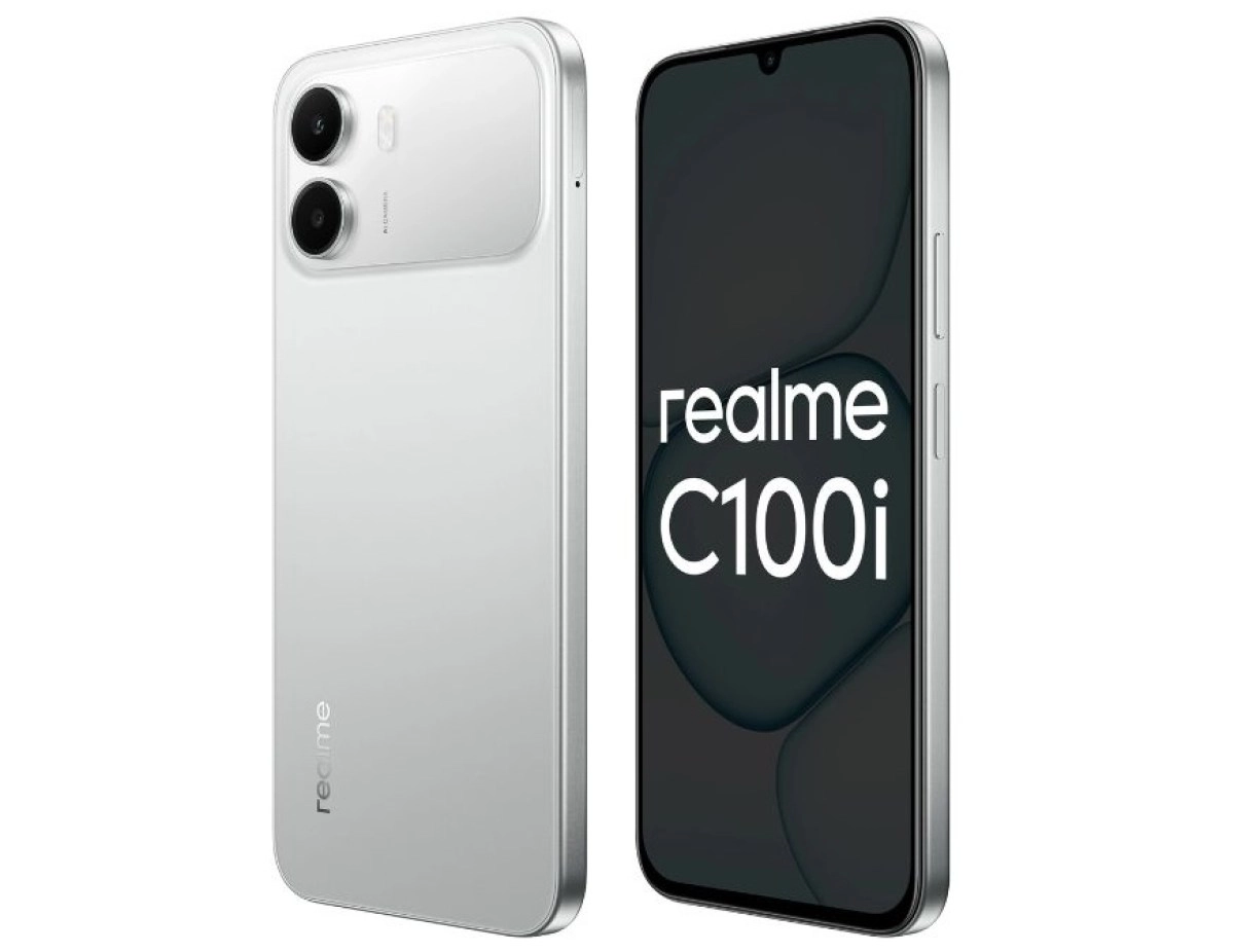 Realme C100i 4G smartphone silver white color