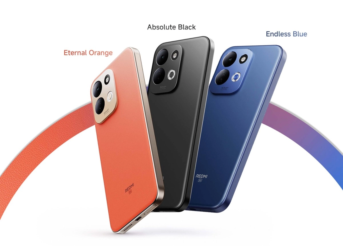Redmi 17 5G phones in three colors.
