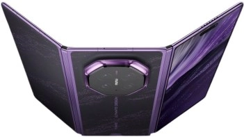 Huawei Mate XT 2 tri-fold phone in purple.