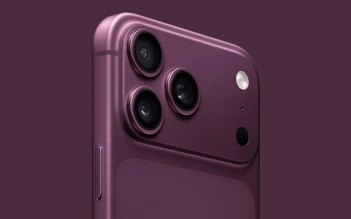 Purple iPhone 18 Pro Max camera design mockup.