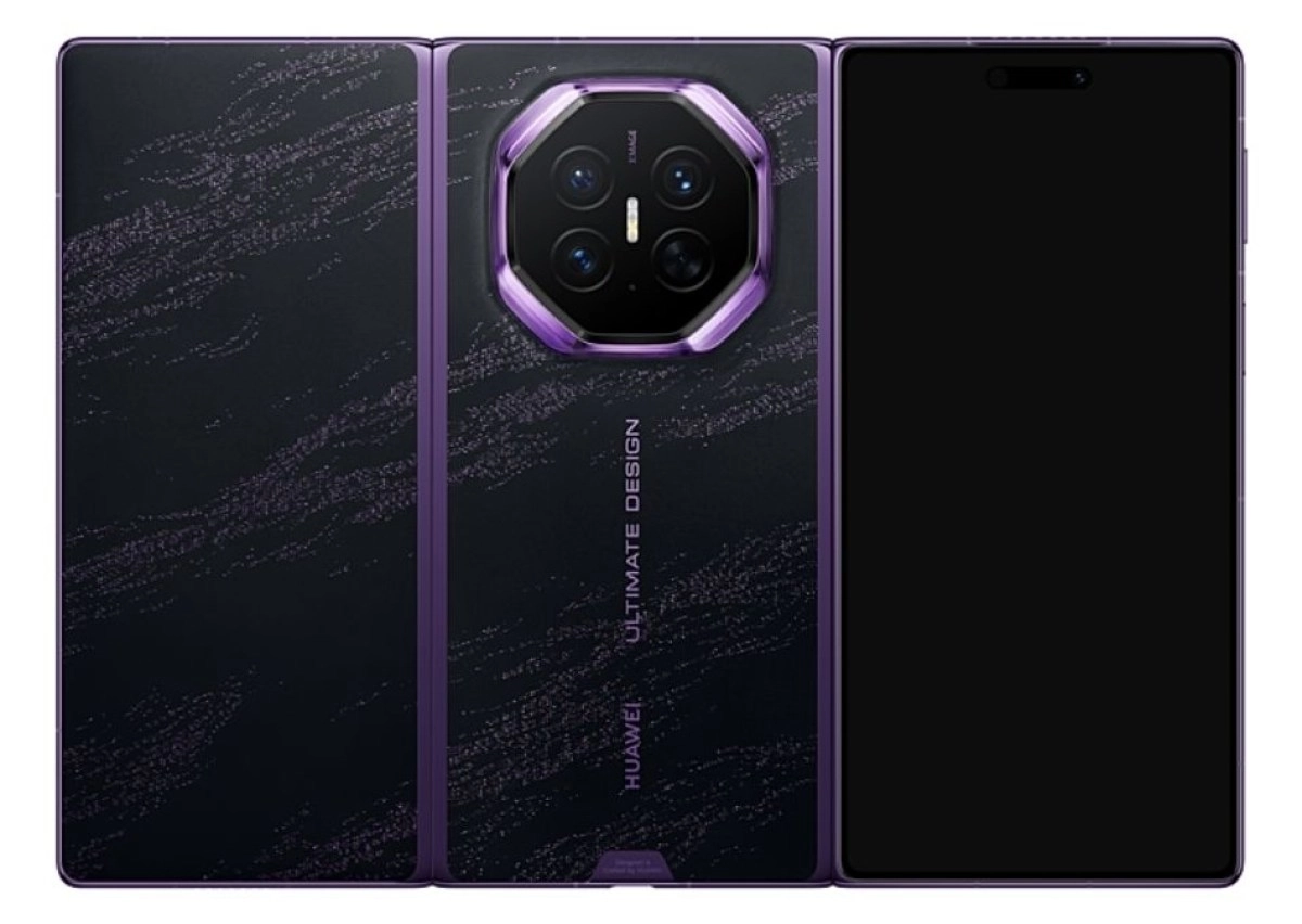 Huawei Mate Xs 2 purple foldable phone.