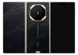 Huawei Mate XS 2 folded phone with ornate back.