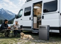 Oukitel home solar battery by camper van