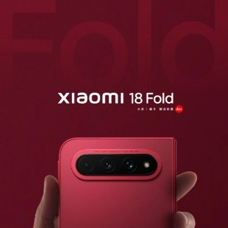 Red Xiaomi 18 Fold phone rear triple camera