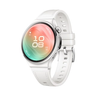 White Huawei Watch 6 smartwatch with colorful display