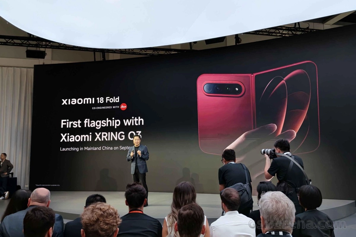 Xiaomi 18 Fold with XRING Q3 showcased at IFA 2026.