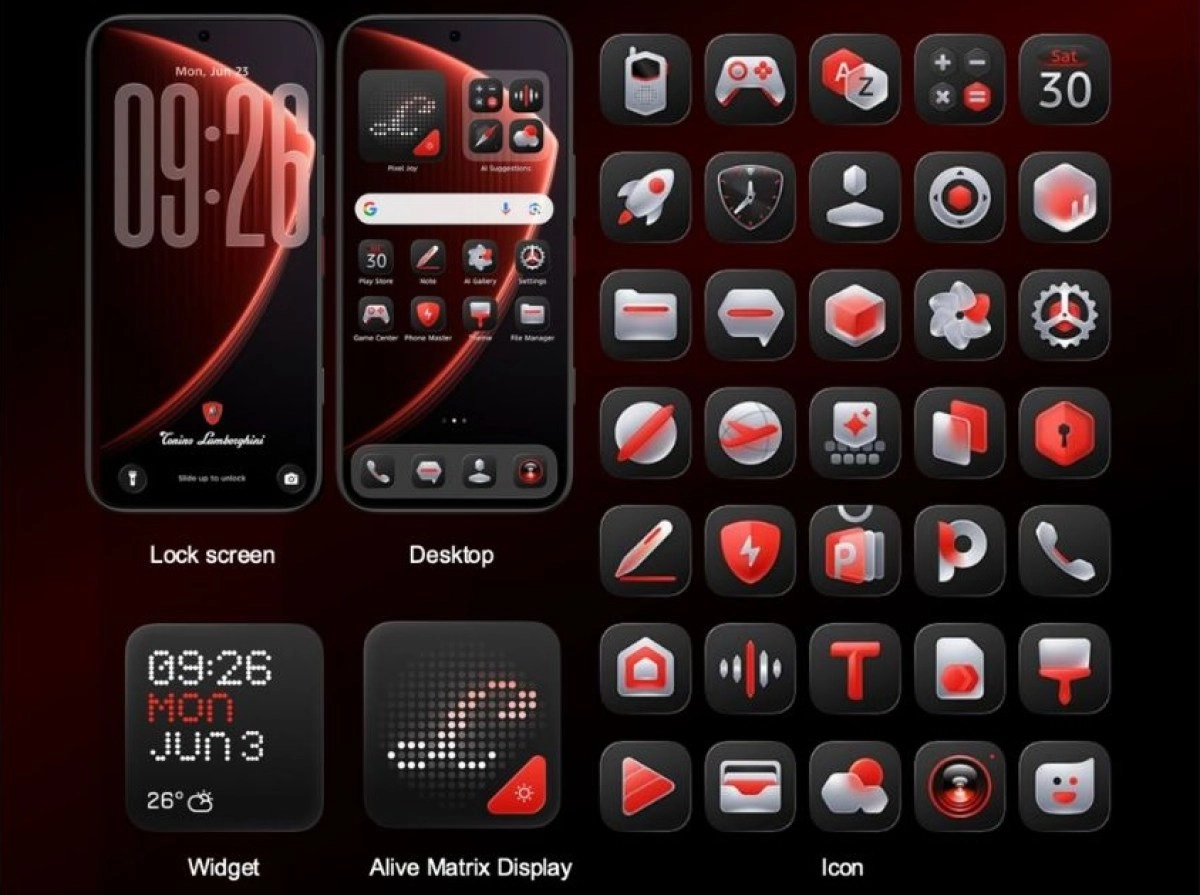 Tecno Pova 8 Pro Tonino Lamborghini phone interface icons