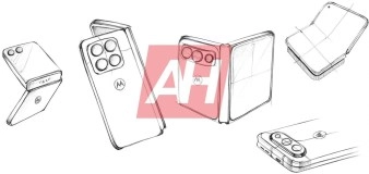 Motorola wide foldable phone sketches.