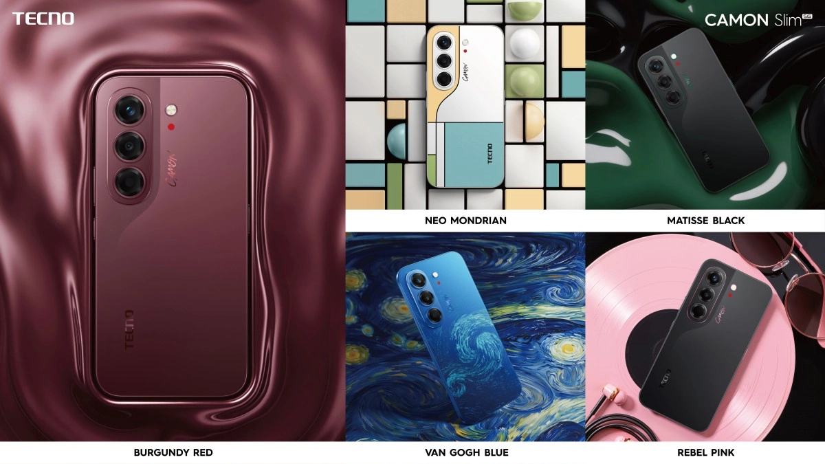 Tecno Camon Slim 5G unique rear finishes.