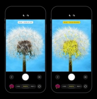 iOS camera app pro feature focus peaking demo.