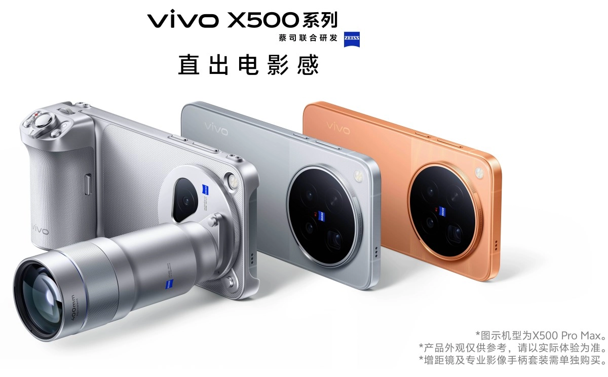 vivo X500 Pro Max design, camera grip, external lens.