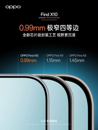 Oppo Find X10 0.99mm bezel comparison