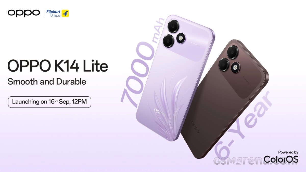 Oppo K14 Lite phone with 7000mAh battery
