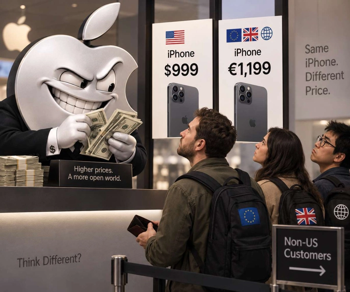 iPhone price difference for US and international customers.