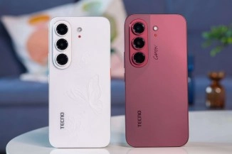 Tecno Camon Slim concept phones in white and red.