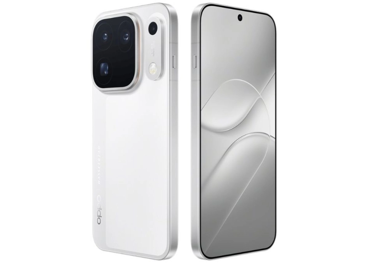White Oppo Find X10 series smartphone front and back.