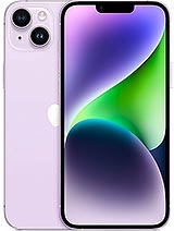 Lavender iPhone 14 front and back.