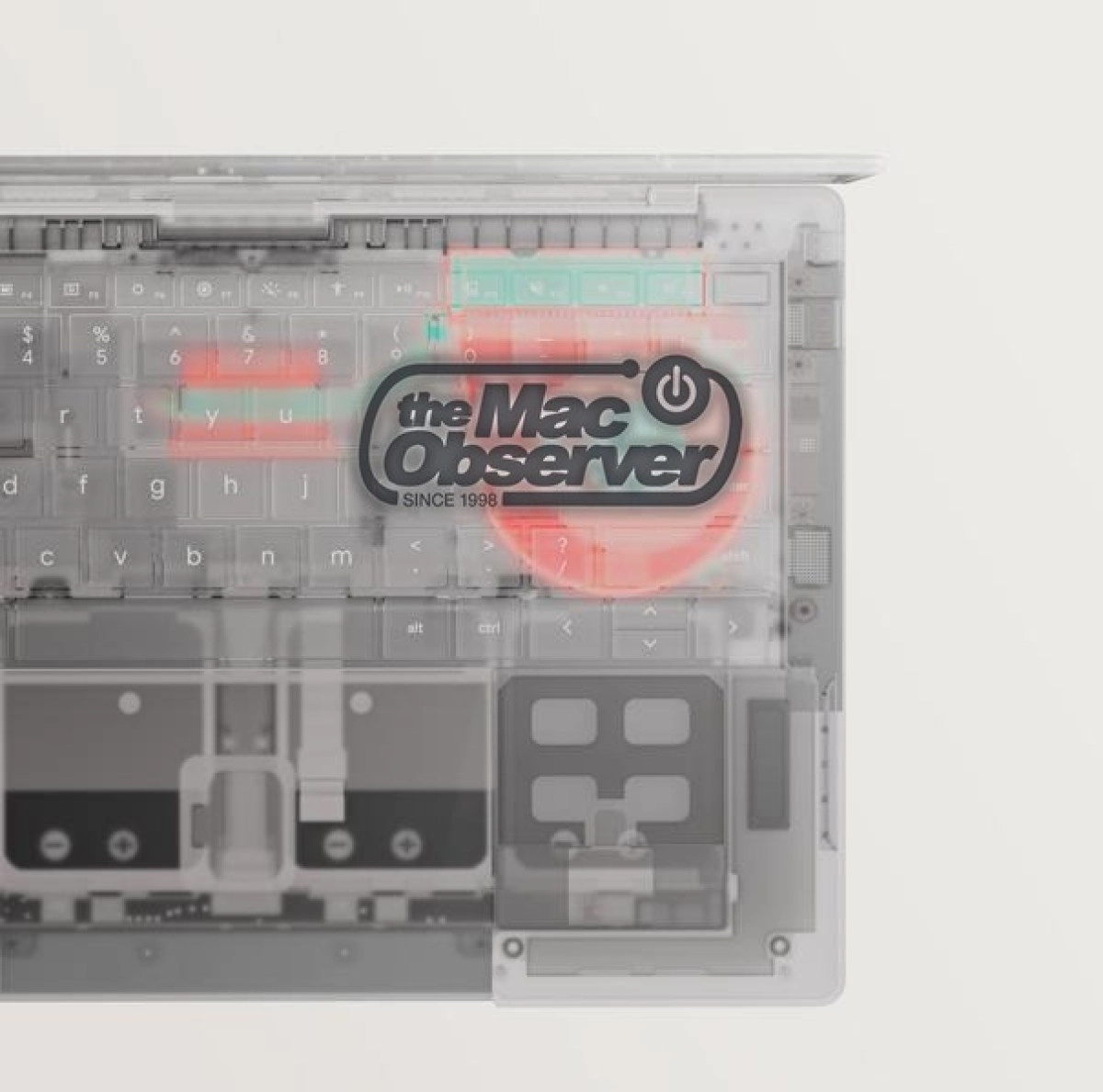 Renders of transparent Asus Googlebook keyboard and trackpad.