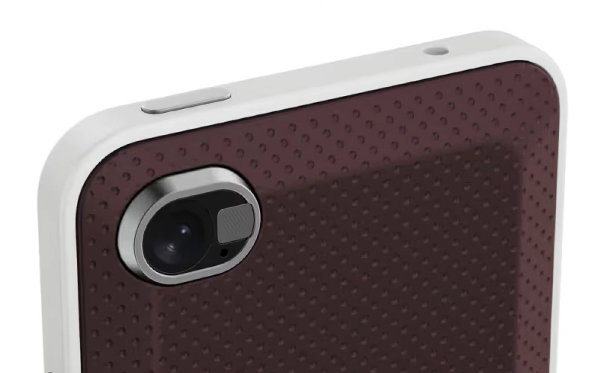 Clicks Communicator phone rear camera and textured back.