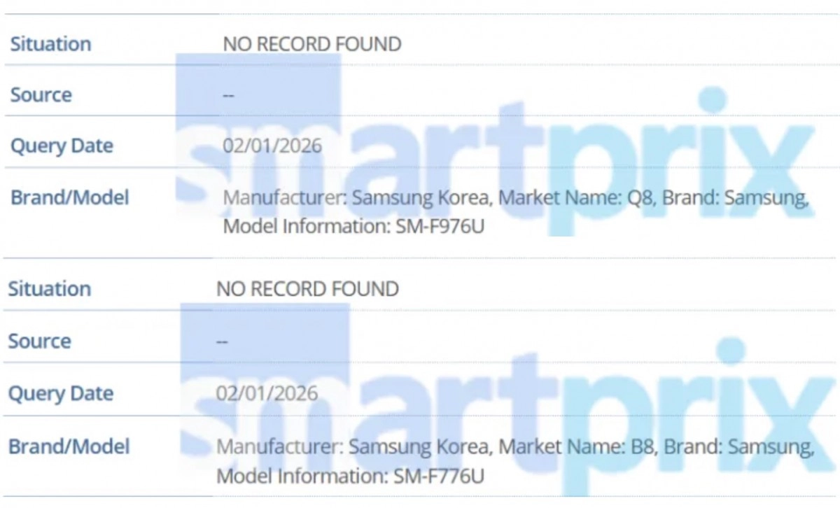 Samsung Q8 and B8 models spotted on IMEI database.