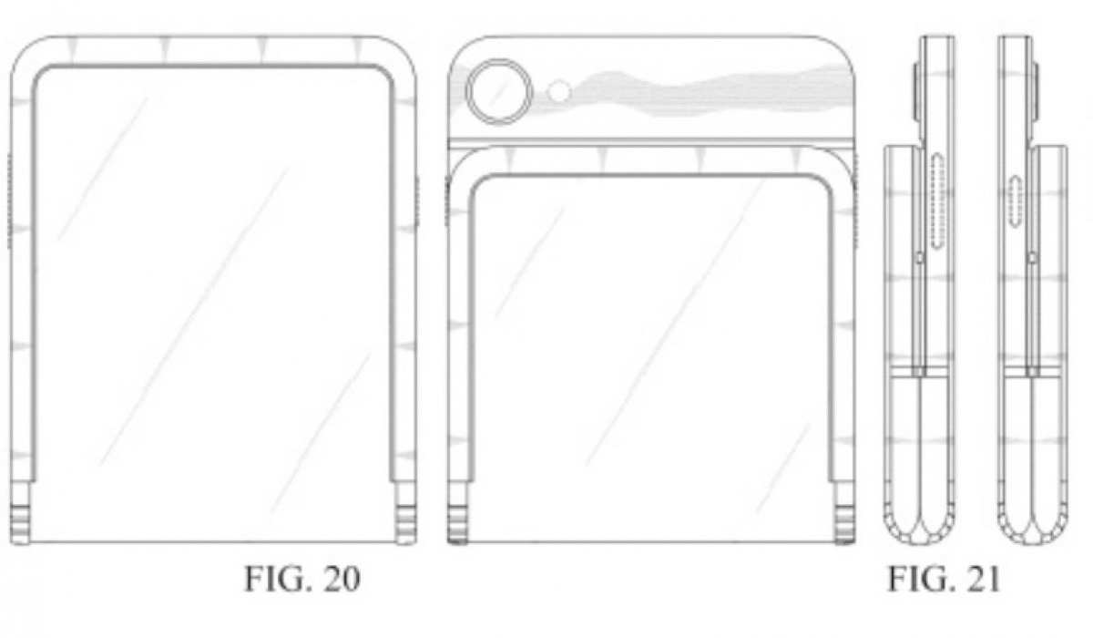 Samsung patent drawings for 360-degree hinge flip phone.