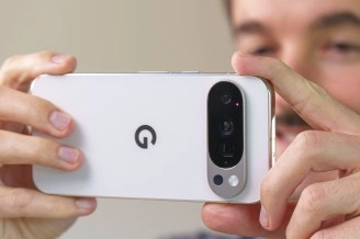 White smartphone with Google logo, horizontal