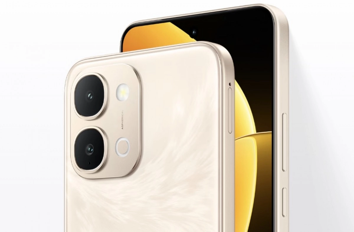 Gold vivo Y500i smartphone with dual rear cameras.