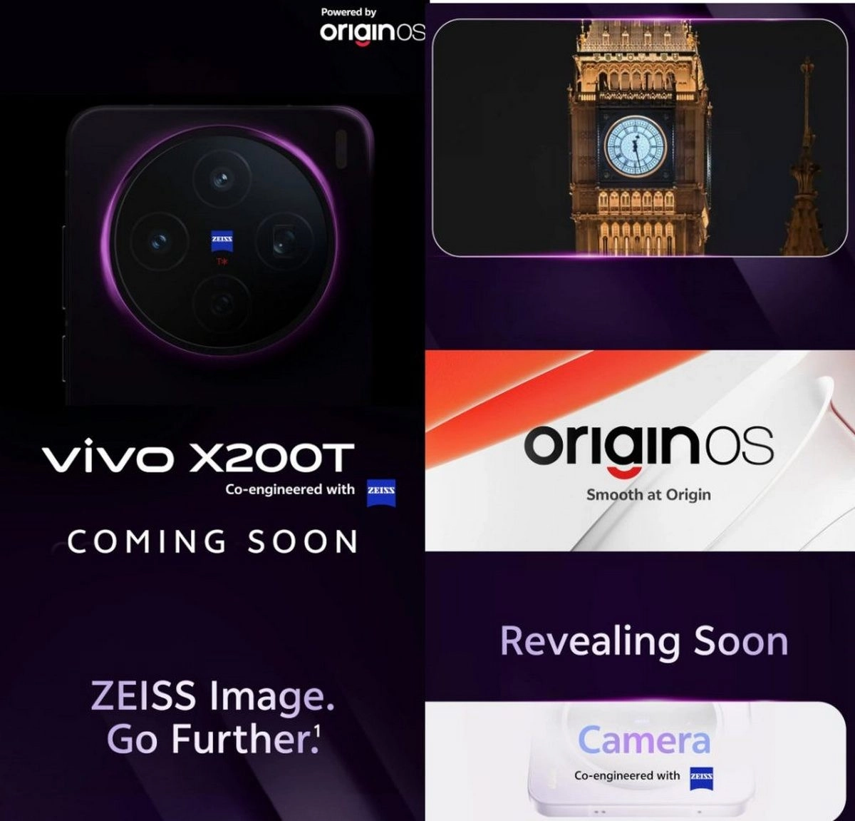 vivo X200T teaser with ZEISS camera and OriginOS.