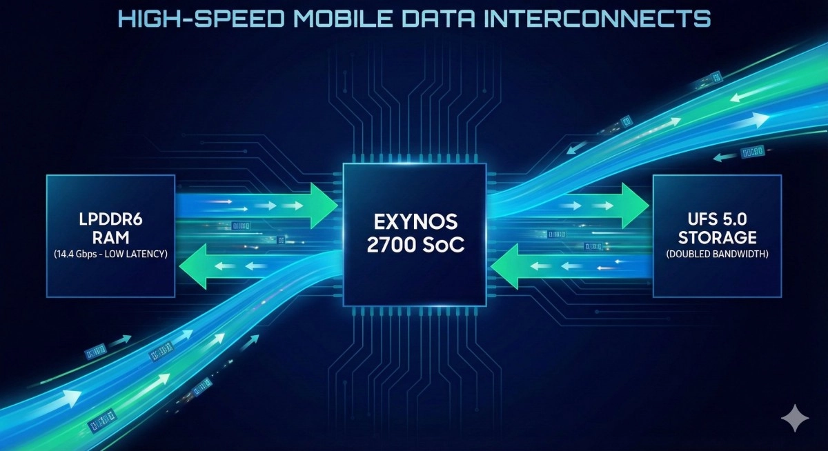 Exynos 2700 SoC with LPDDR5 RAM and UFS 5.0.