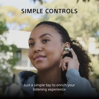 Sony wireless earbuds with simple touch controls.