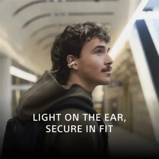 Man wearing Sony LinkBuds S wireless earbud