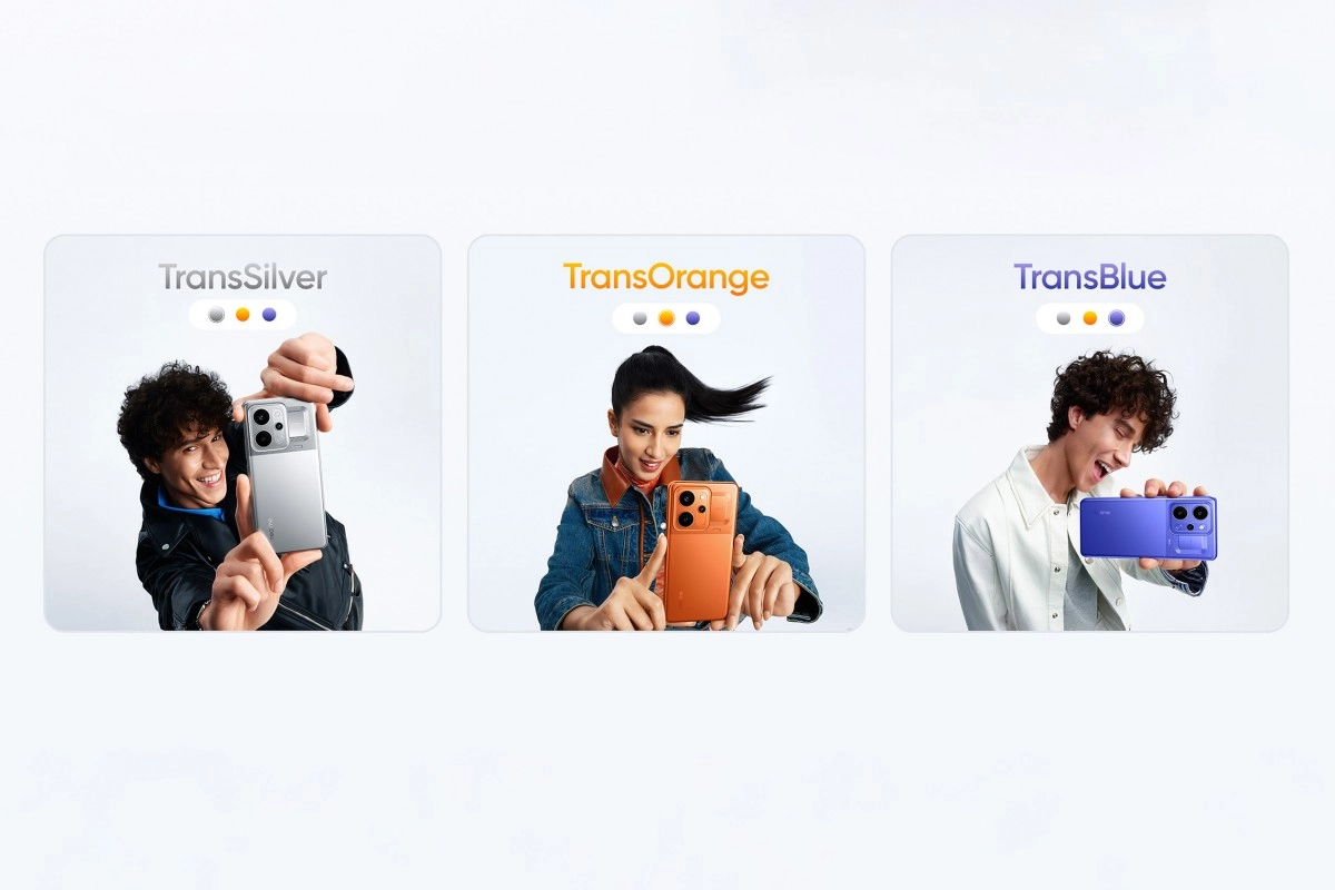 Realme P4 Power TransView design in three colors.