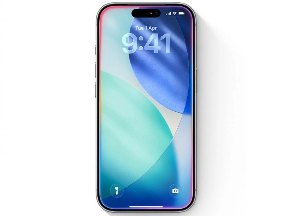 iPhone showing lock screen with time and wallpaper