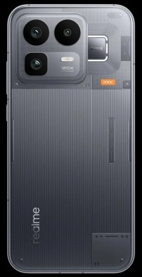 Realme Neo8 back, multiple cameras, transparent style.