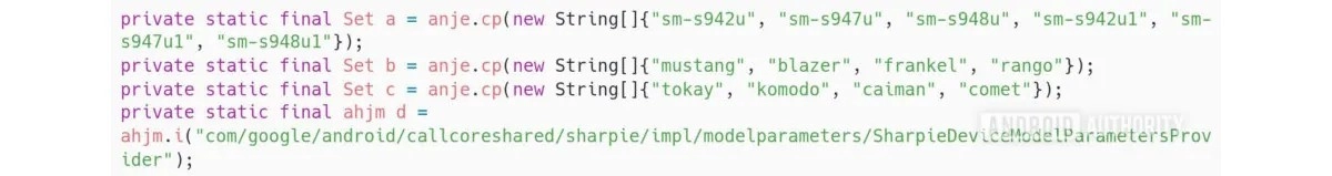 Galaxy S26 code snippet for Google Scam Detection.
