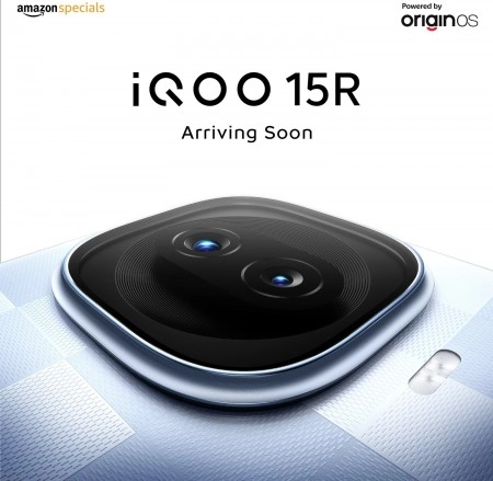 iQOO 15R camera module and "Arriving Soon" text
