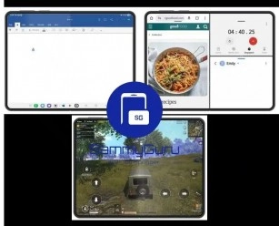 Samsung wide-screen foldable concept productivity multi-tasking gaming