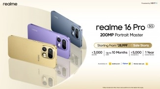 Realme 16 Pro 5G 200MP phones in three colors.