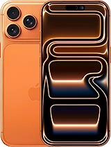 Orange iPhone 15 Pro with triple camera.