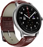 HMD Watch X1 smartwatch with brown leather strap.