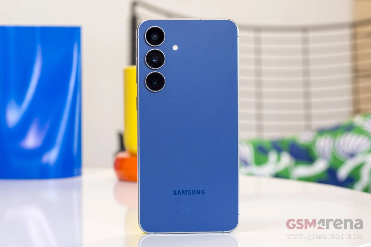 Blue Samsung phone with triple camera setup