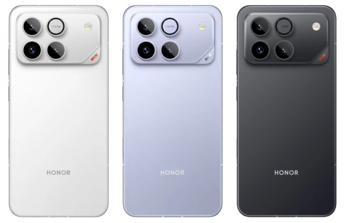 Honor Win and Win RT phones in three colors.