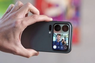 Xiaomi phone rear display showing a selfie