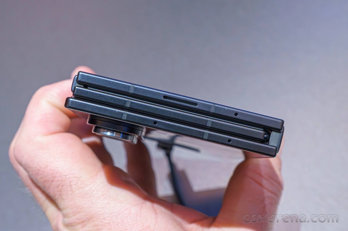 Samsung Galaxy Z TriFold folded phone side view.