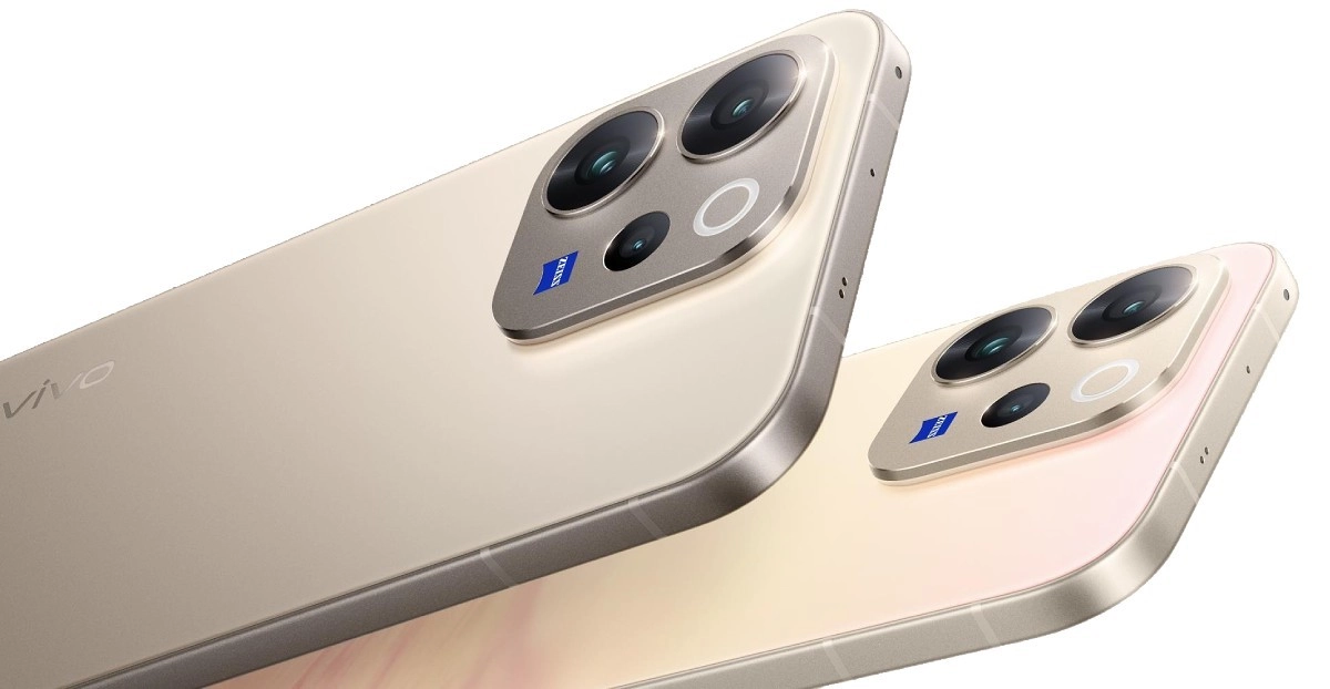 Two vivo V70 phones, rear view, camera module.