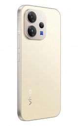 vivo V70 phone rear view, gold aluminum frame